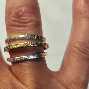 Silpada Gold and Silver Stacked Rings with Dainty Design